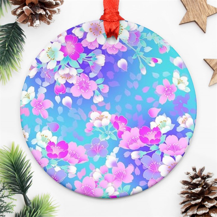 colorful pastel flowers  Ornament (Round) 