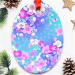 colorful pastel flowers  Oval Ornament (Two Sides) Back