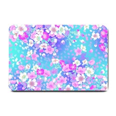 Colorful Pastel Flowers Small Doormat  by Brittlevirginclothing