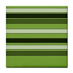 Greenery Stripes Pattern Horizontal Stripe Shades Of Spring Green Tile Coasters by yoursparklingshop