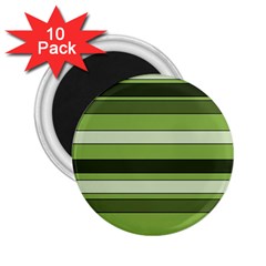 Greenery Stripes Pattern Horizontal Stripe Shades Of Spring Green 2 25  Magnets (10 Pack)  by yoursparklingshop