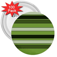 Greenery Stripes Pattern Horizontal Stripe Shades Of Spring Green 3  Buttons (100 Pack)  by yoursparklingshop