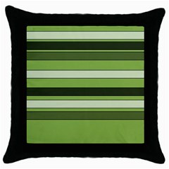 Greenery Stripes Pattern Horizontal Stripe Shades Of Spring Green Throw Pillow Case (black)