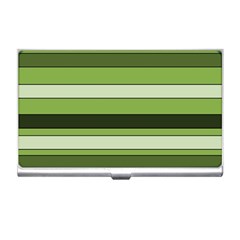 Greenery Stripes Pattern Horizontal Stripe Shades Of Spring Green Business Card Holders by yoursparklingshop