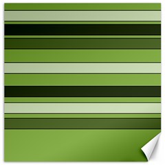 Greenery Stripes Pattern Horizontal Stripe Shades Of Spring Green Canvas 16  X 16   by yoursparklingshop