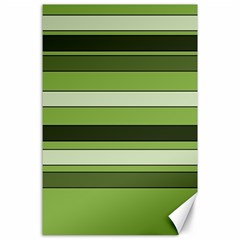 Greenery Stripes Pattern Horizontal Stripe Shades Of Spring Green Canvas 24  X 36 