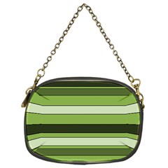 Greenery Stripes Pattern Horizontal Stripe Shades Of Spring Green Chain Purses (one Side) 