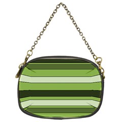 Greenery Stripes Pattern Horizontal Stripe Shades Of Spring Green Chain Purses (two Sides)  by yoursparklingshop