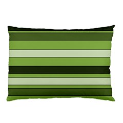 Greenery Stripes Pattern Horizontal Stripe Shades Of Spring Green Pillow Case