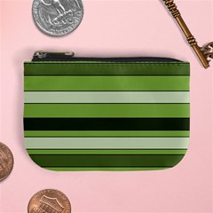 Greenery Stripes Pattern Horizontal Stripe Shades Of Spring Green Mini Coin Purses by yoursparklingshop