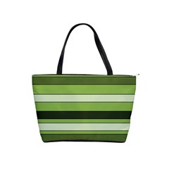 Greenery Stripes Pattern Horizontal Stripe Shades Of Spring Green Shoulder Handbags by yoursparklingshop