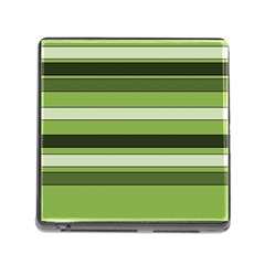 Greenery Stripes Pattern Horizontal Stripe Shades Of Spring Green Memory Card Reader (square) by yoursparklingshop