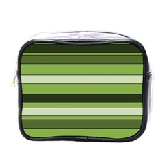 Greenery Stripes Pattern Horizontal Stripe Shades Of Spring Green Mini Toiletries Bags by yoursparklingshop