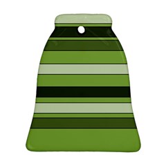 Greenery Stripes Pattern Horizontal Stripe Shades Of Spring Green Bell Ornament (2 Sides) by yoursparklingshop