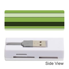 Greenery Stripes Pattern Horizontal Stripe Shades Of Spring Green Memory Card Reader (stick)  by yoursparklingshop