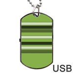 Greenery Stripes Pattern Horizontal Stripe Shades Of Spring Green Dog Tag USB Flash (One Side) Front