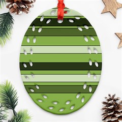 Greenery Stripes Pattern Horizontal Stripe Shades Of Spring Green Ornament (oval Filigree)  by yoursparklingshop