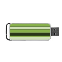 Greenery Stripes Pattern Horizontal Stripe Shades Of Spring Green Portable Usb Flash (one Side) by yoursparklingshop