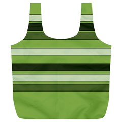 Greenery Stripes Pattern Horizontal Stripe Shades Of Spring Green Full Print Recycle Bags (l) 