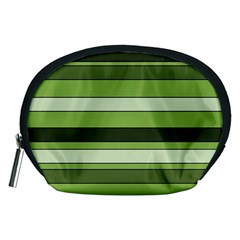 Greenery Stripes Pattern Horizontal Stripe Shades Of Spring Green Accessory Pouches (medium)  by yoursparklingshop