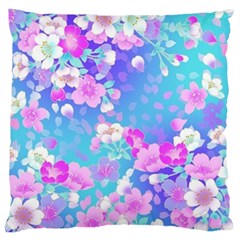 Colorful Pastel Flowers Large Cushion Case (one Side) by Brittlevirginclothing