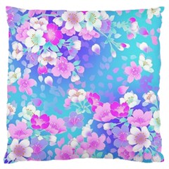 Colorful Pastel Flowers Large Flano Cushion Case (two Sides) by Brittlevirginclothing