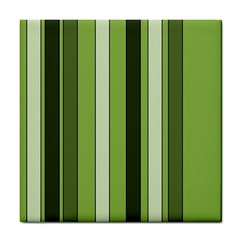 Greenery Stripes Pattern 8000 Vertical Stripe Shades Of Spring Green Color Tile Coasters by yoursparklingshop