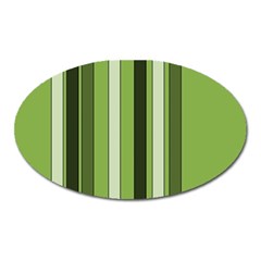 Greenery Stripes Pattern 8000 Vertical Stripe Shades Of Spring Green Color Oval Magnet by yoursparklingshop