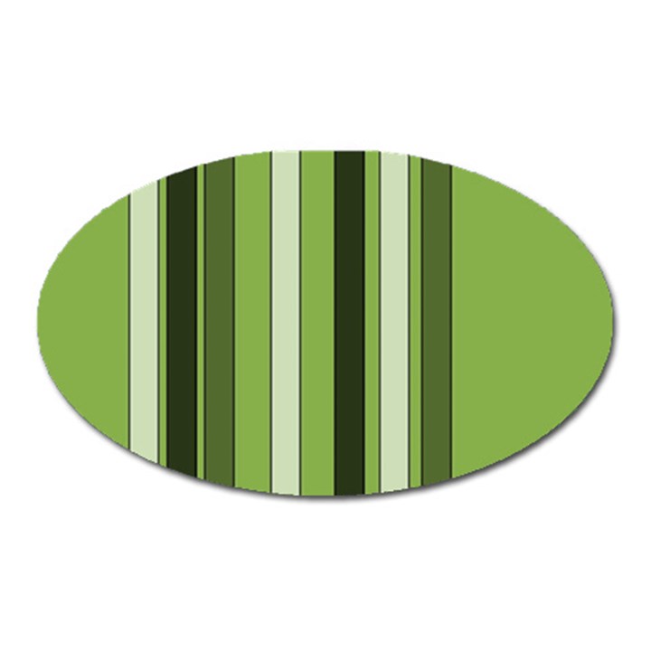 Greenery Stripes Pattern 8000 Vertical Stripe Shades Of Spring Green Color Oval Magnet