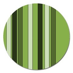 Greenery Stripes Pattern 8000 Vertical Stripe Shades Of Spring Green Color Magnet 5  (round) by yoursparklingshop