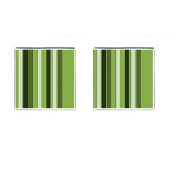 Greenery Stripes Pattern 8000 Vertical Stripe Shades Of Spring Green Color Cufflinks (square) by yoursparklingshop