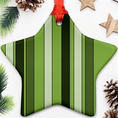 Greenery Stripes Pattern 8000 Vertical Stripe Shades Of Spring Green Color Star Ornament (two Sides)  by yoursparklingshop