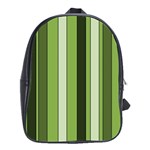 Greenery Stripes Pattern 8000 Vertical Stripe Shades Of Spring Green Color School Bags(Large)  Front