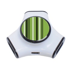 Greenery Stripes Pattern 8000 Vertical Stripe Shades Of Spring Green Color 3-port Usb Hub