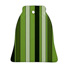 Greenery Stripes Pattern 8000 Vertical Stripe Shades Of Spring Green Color Bell Ornament (2 Sides) by yoursparklingshop