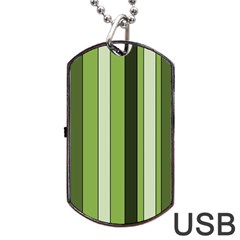 Greenery Stripes Pattern 8000 Vertical Stripe Shades Of Spring Green Color Dog Tag Usb Flash (one Side) by yoursparklingshop