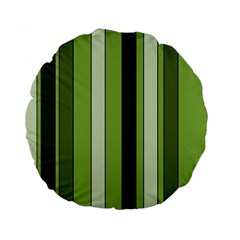 Greenery Stripes Pattern 8000 Vertical Stripe Shades Of Spring Green Color Standard 15  Premium Round Cushions by yoursparklingshop