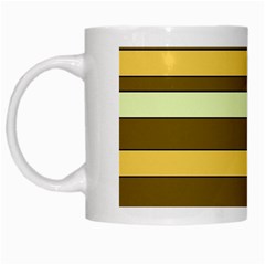 Elegant Shades Of Primrose Yellow Brown Orange Stripes Pattern White Mugs by yoursparklingshop