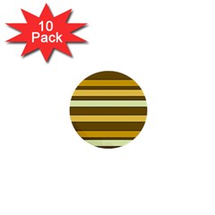 Elegant Shades Of Primrose Yellow Brown Orange Stripes Pattern 1  Mini Buttons (10 Pack) 