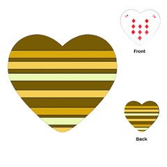 Elegant Shades Of Primrose Yellow Brown Orange Stripes Pattern Playing Cards (heart)  by yoursparklingshop