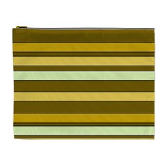 Elegant Shades Of Primrose Yellow Brown Orange Stripes Pattern Cosmetic Bag (xl) by yoursparklingshop