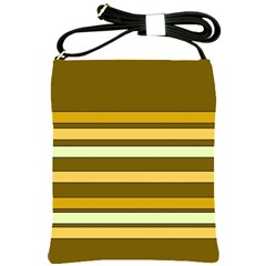 Elegant Shades Of Primrose Yellow Brown Orange Stripes Pattern Shoulder Sling Bags by yoursparklingshop