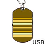 Elegant Shades of Primrose Yellow Brown Orange Stripes Pattern Dog Tag USB Flash (Two Sides)  Front