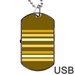 Elegant Shades of Primrose Yellow Brown Orange Stripes Pattern Dog Tag USB Flash (Two Sides)  Back