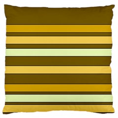 Elegant Shades Of Primrose Yellow Brown Orange Stripes Pattern Large Cushion Case (one Side) by yoursparklingshop