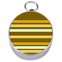 Elegant Shades Of Primrose Yellow Brown Orange Stripes Pattern Silver Compasses by yoursparklingshop