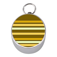 Elegant Shades Of Primrose Yellow Brown Orange Stripes Pattern Mini Silver Compasses by yoursparklingshop