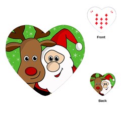 Rudolph And Santa Selfie Playing Cards (heart)  by Valentinaart