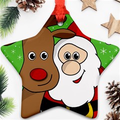 Rudolph And Santa Selfie Star Ornament (two Sides)  by Valentinaart