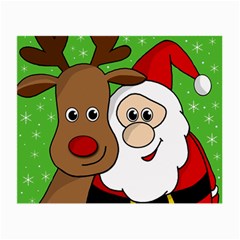 Rudolph And Santa Selfie Small Glasses Cloth (2-side) by Valentinaart